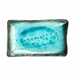 Turquoise Crackle Glaze Platter -De Buyer Store BA0184 TurquoiseCrackleGlazePlatter Overhead