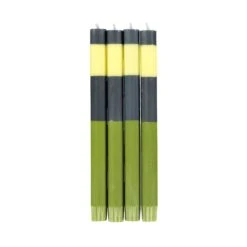 Set Of 4 Striped Colourblock Dinner Candles