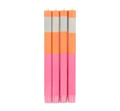Set Of 4 Pink Orange Colourblock Candles