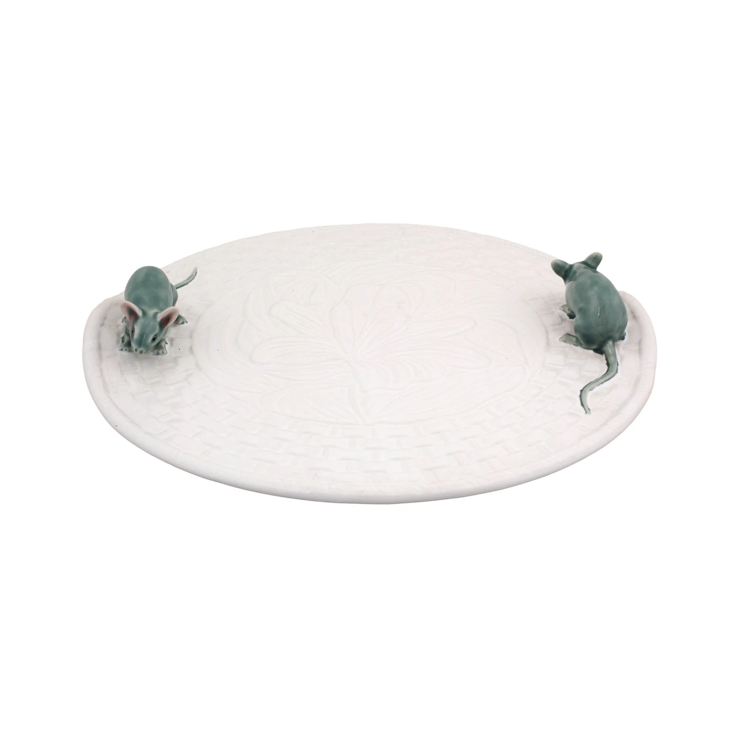 Bordallo Pinheiro White Earthenware Cheese Tray With Mouse 1 Bordallo Pinheiro White Earthenware Cheese Tray With Mouse