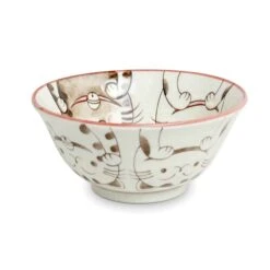 Pink Lucky Cat Japanese Noodle Bowl, 15cm