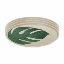 Koziol Green Monstera Leaf Dinner Plate, Set Of 4