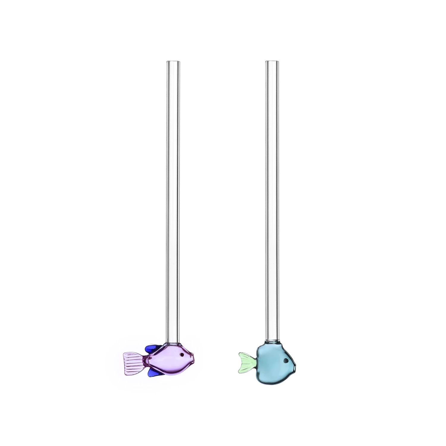 Ichendorf Milano Lilac & Green Fish Straws With Cleaning Brush, 20cm 1 Ichendorf Milano Lilac & Green Fish Straws With Cleaning Brush, 20cm