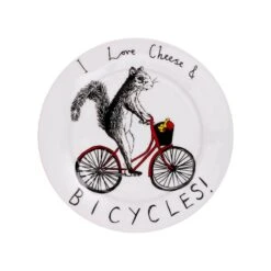 I Love Cheese & Bicycles Side Plate, 20cm