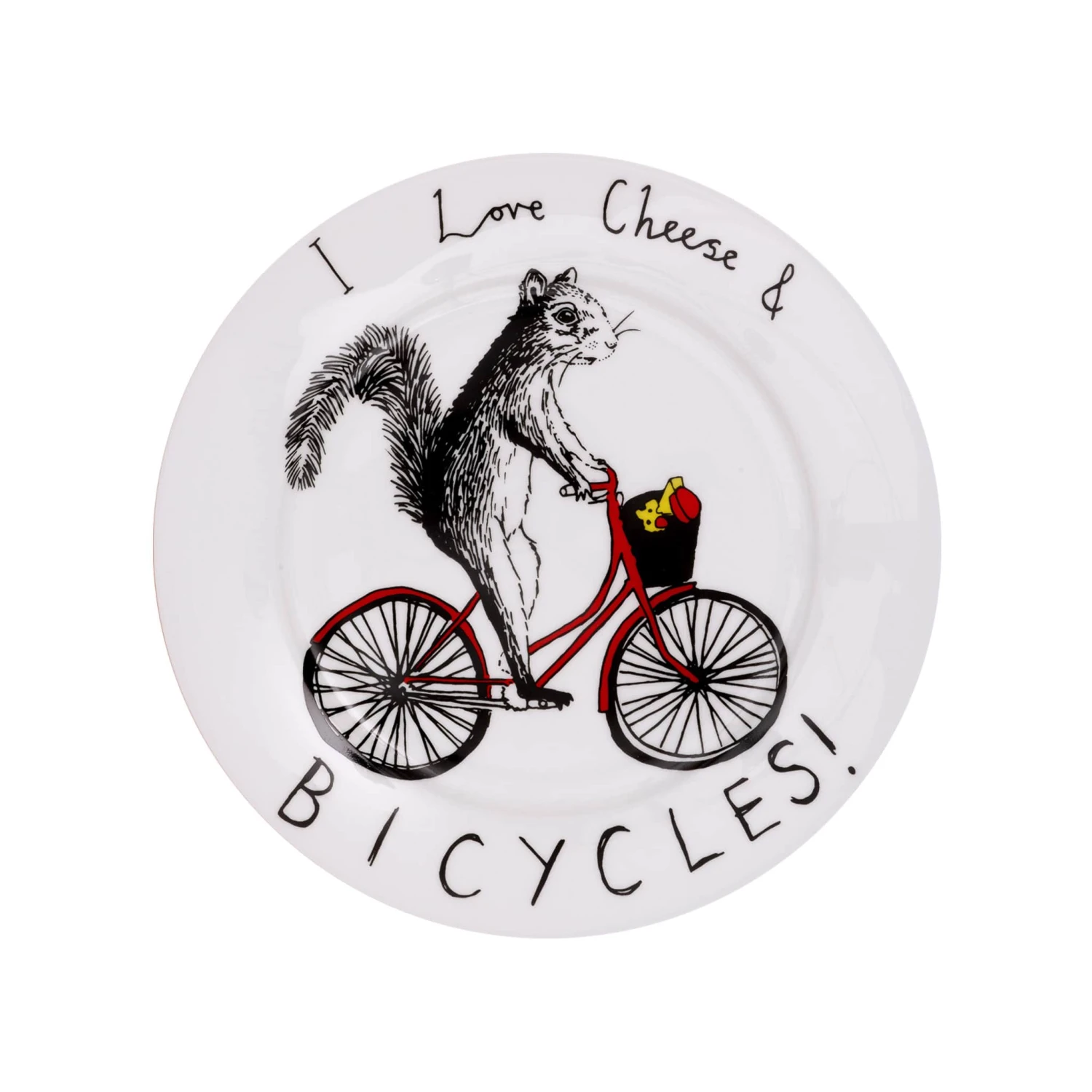 I Love Cheese & Bicycles Side Plate, 20cm 1 I Love Cheese & Bicycles Side Plate, 20cm