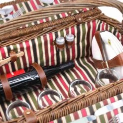 Montmarte Red Striped Picnic Hamper, 4 Person -De Buyer Store JD0012MontmarteRedStripedPicnicHamper 4Person2
