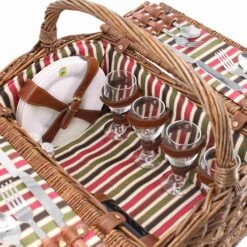 Montmarte Red Striped Picnic Hamper, 4 Person -De Buyer Store JD0012MontmarteRedStripedPicnicHamper 4Person3