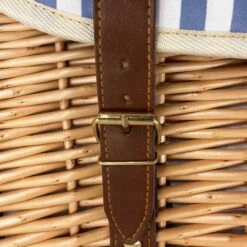 Saint-Malo Blue Striped Picnic Basket With Table, 4 Person -De Buyer Store JD0014Saint MaloBlueStripedPicnicBasketwithTable 4Person2