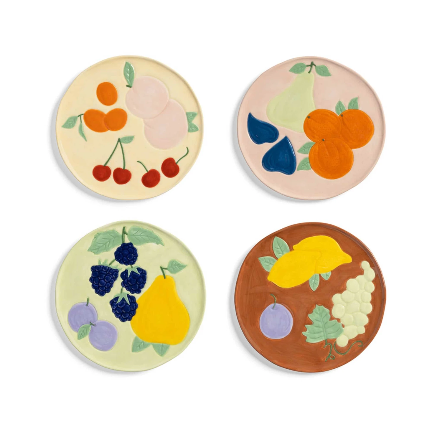 & Klevering Set Of 4 Assorted Fruit Side Plates, 16cm 1 & Klevering Set Of 4 Assorted Fruit Side Plates, 16cm