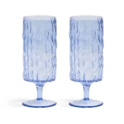 & Klevering Set Of 2 Blue Stemmed Glasses