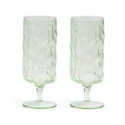 & Klevering Set Of 2 Green Stemmed Glasses