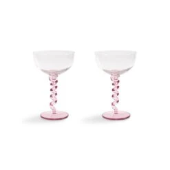 & Klevering Set Of 2 Pink Twisted Coupe Glasses