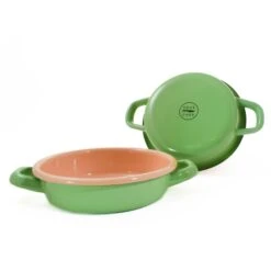 Kapka X Sous Chef Colourblock Enamel Frying Pan, 16cm, Green & Pink 7 Kapka X Sous Chef Colourblock Enamel Frying Pan, 16cm, Green & Pink -De Buyer Store KP0102