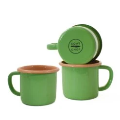 Kapka X Sous Chef Colourblock Enamel Mug, Green & Pink -De Buyer Store KP01062