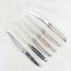 Laguiole En Aubrac Set Of 6 Shell Steak Knives -De Buyer Store LR0032L2