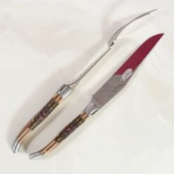 Laguiole En Aubrac Carving Set, Geometric Wood -De Buyer Store LR0039L3