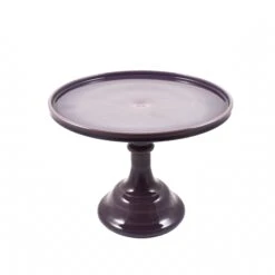 Mosser Glass Aubergine Milk Glass Cake Stand 10"