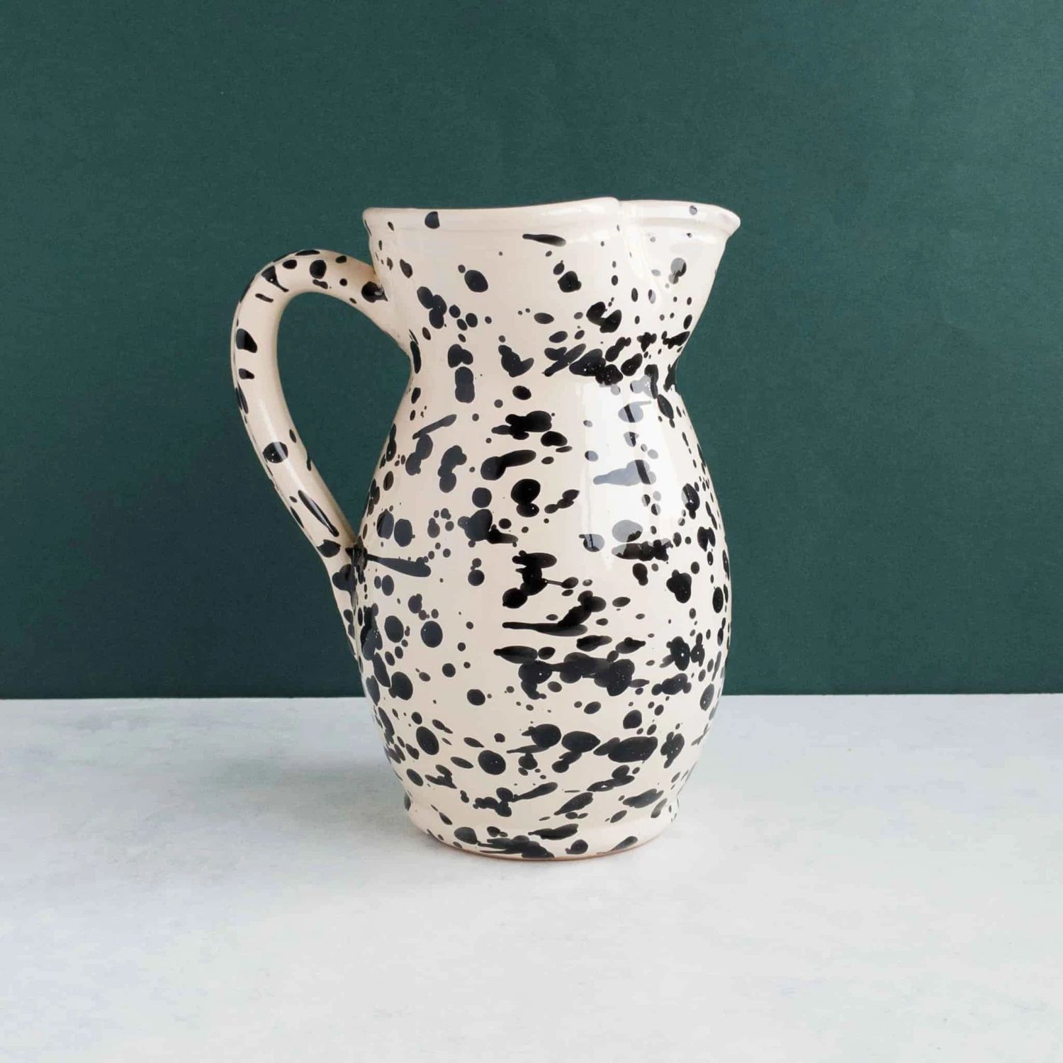 Puglia Black Splatter Ceramic Pitcher 3 Puglia Black Splatter Ceramic Pitcher - Image 3