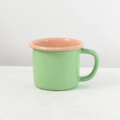 Kapka X Sous Chef Colourblock Enamel Mug, Green & Pink