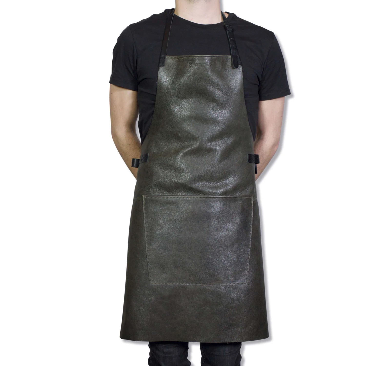 Dutchdeluxes Leather BBQ Apron In Vintage Grey 2 Dutchdeluxes Leather BBQ Apron In Vintage Grey - Image 2