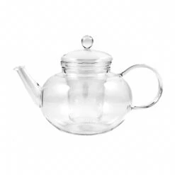 Round Glass Teapot & Strainer 1.2 Litres