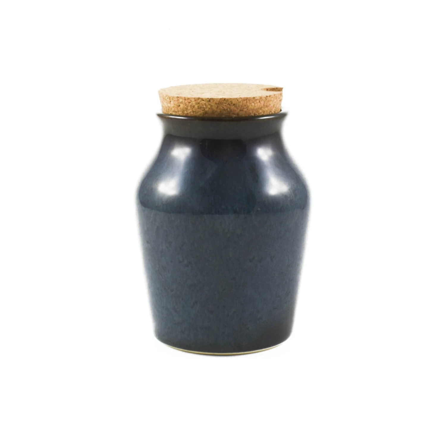 Blue Glaze Salt Pot With Cork Lid 1 Blue Glaze Salt Pot With Cork Lid